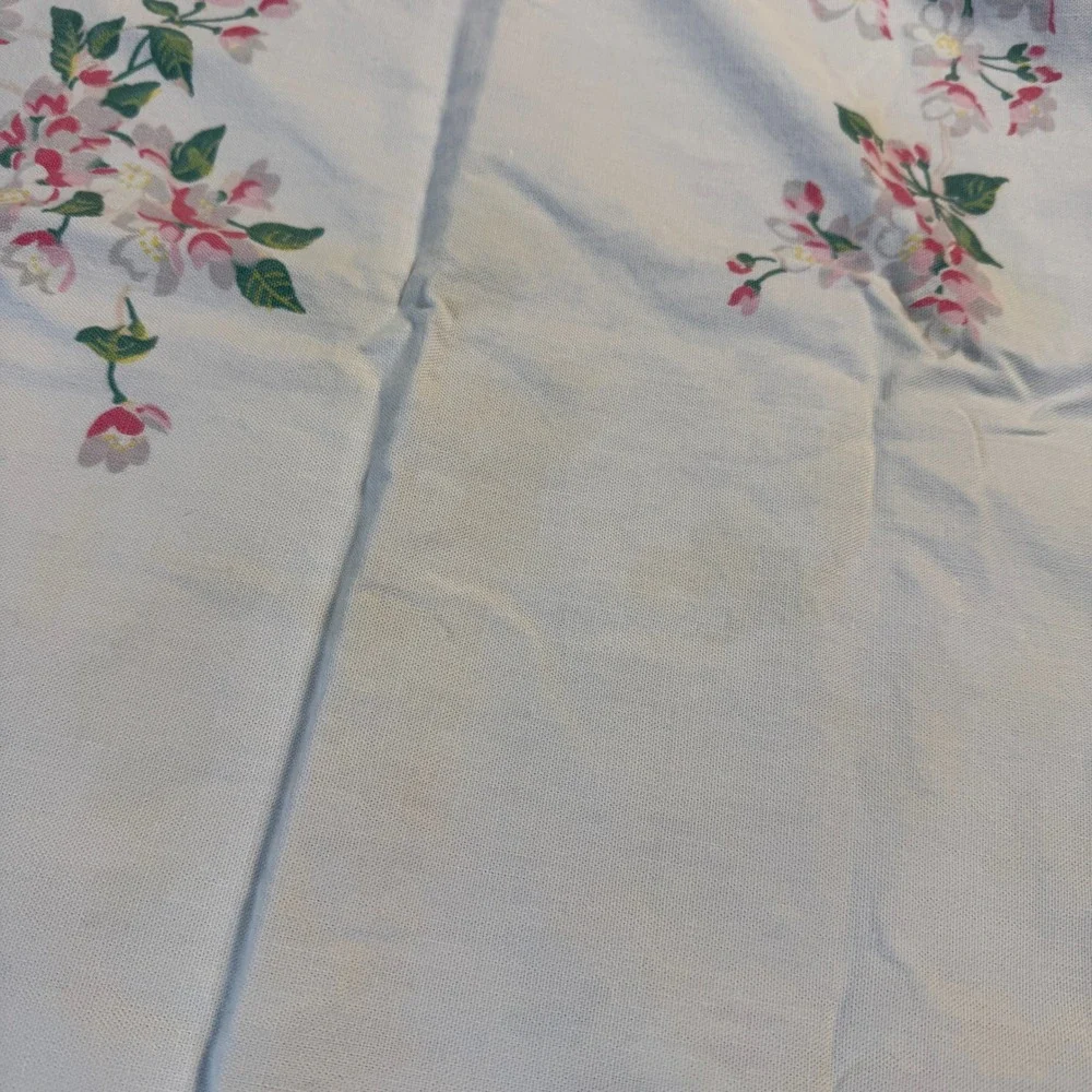 Vintage Wilendur Floral Tablecloth Cherry Blossom White Pink Green Cottagecore
